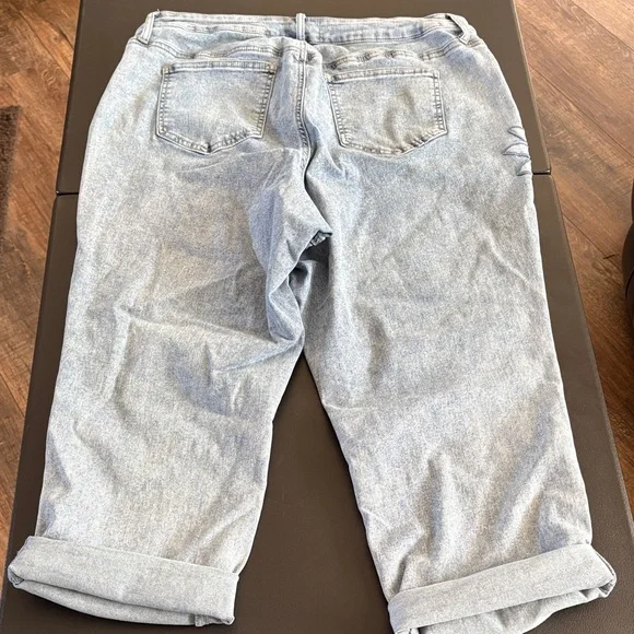 #PG923- Poppy & Grace Light Wash Cropped Capri with Daisy Appliqué- 18W - Picture 8 of 12